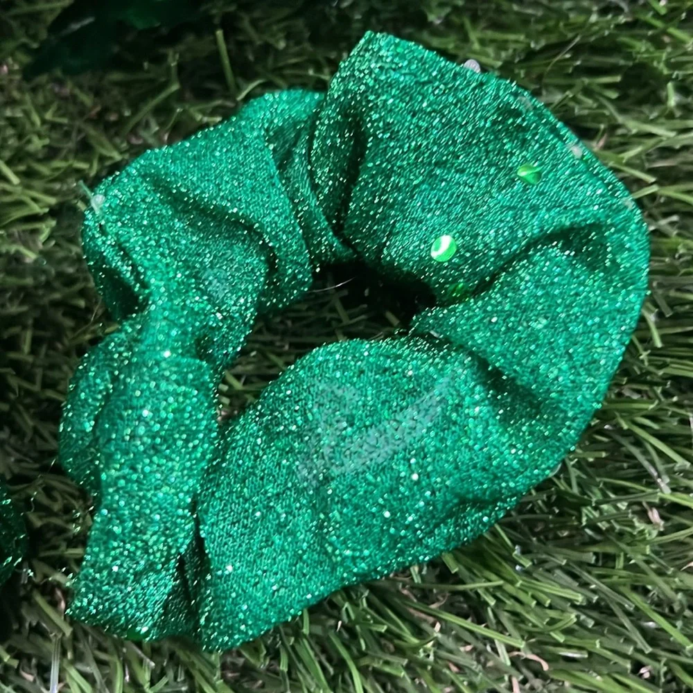 Sparkly Green/St Patrick’s Day Hair Scrunchies - Set of 4